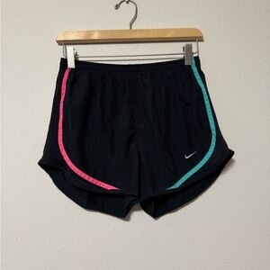 Nike Women's Athletic Shorts - Black with Pink and Green Trim